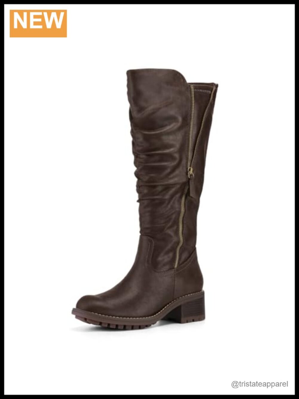 mysoft Women's Knee High Boots Side Zip Chunky Heel Fall Boots with Wide
